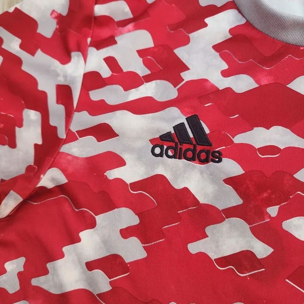 Mens Adidas Manchester United Trainning Soccer Jersey Sz S Red Camo Print 28